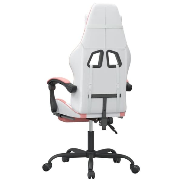 vidaXL Snurrbar gamingstol med fotstöd vit och rosa konstläder