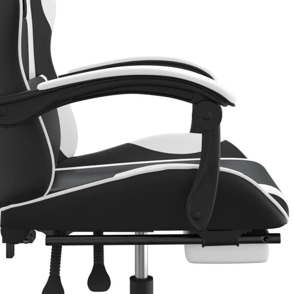 vidaXL drejelig gamingstol med fodstøtte kunstlæder sort og hvid
