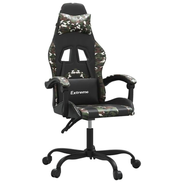 vidaXL Snurrbar gamingstol svart och kamouflage konstläder