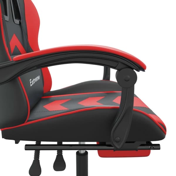 vidaXL drejelig gamingstol med fodstøtte kunstlæder sort og rød