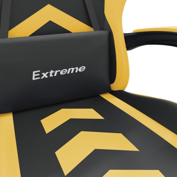 vidaXL Snurrbar gamingstol med fotstöd svart och guld konstläder