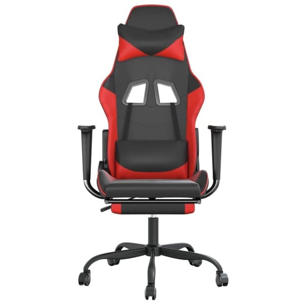 vidaXL Gamingstol med fotstöd svart och röd konstläder