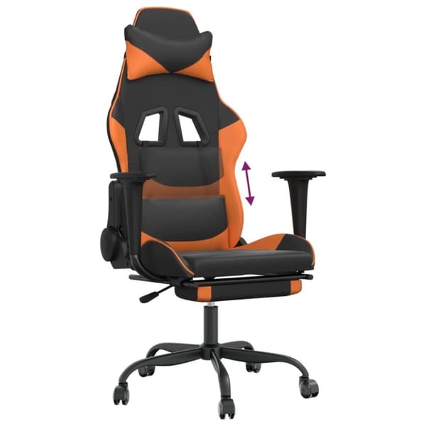 vidaXL gamingstol med fodstøtte kunstlæder sort og orange