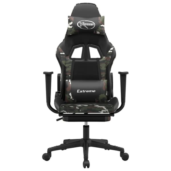 vidaXL gamingstol med fodstøtte kunstlæder sort og camouflage