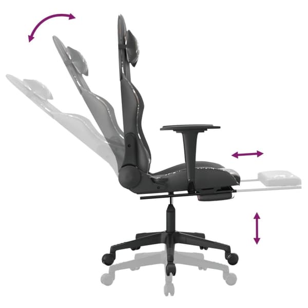 vidaXL gamingstol med fodstøtte kunstlæder sort og camouflage
