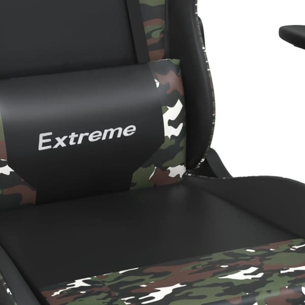 vidaXL gamingstol med fodstøtte kunstlæder sort og camouflage