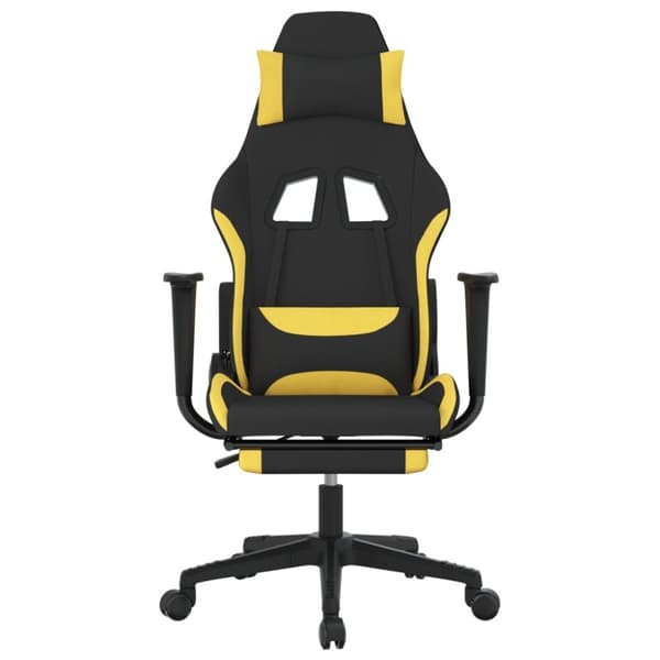 vidaXL gamingstol med fodstøtte stof sort og gul