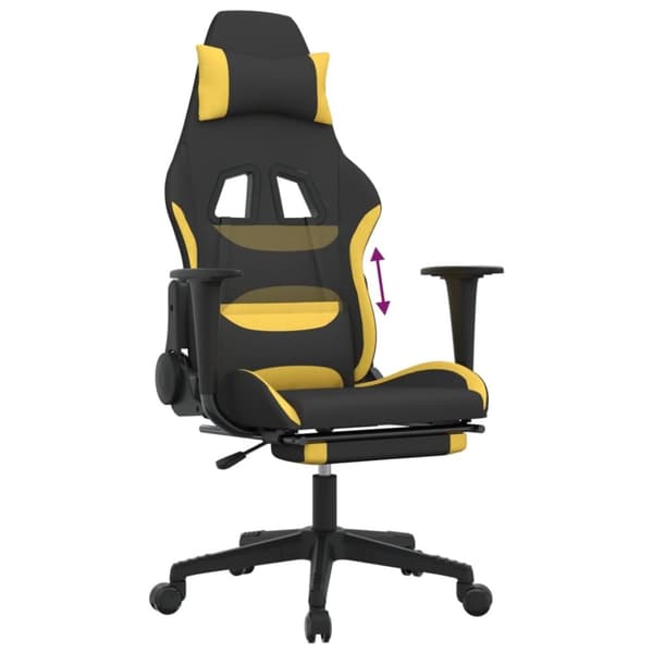 vidaXL gamingstol med fodstøtte stof sort og gul