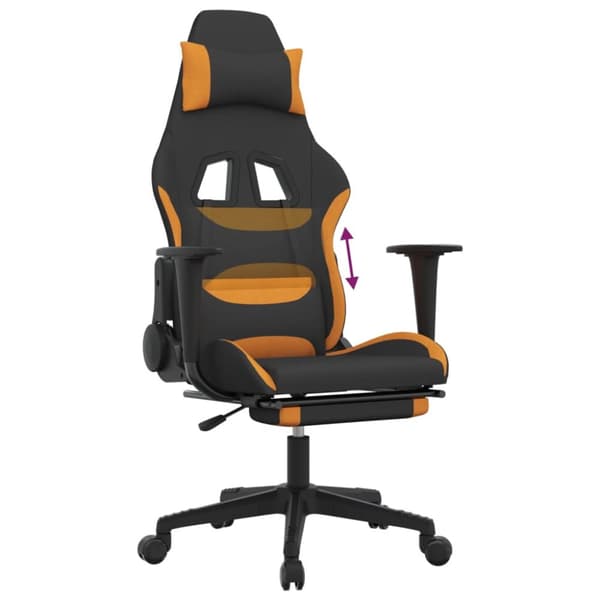 vidaXL gamingstol med fodstøtte stof sort og orange