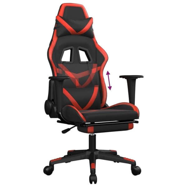 vidaXL Gamingstol med fotstöd svart och röd konstläder