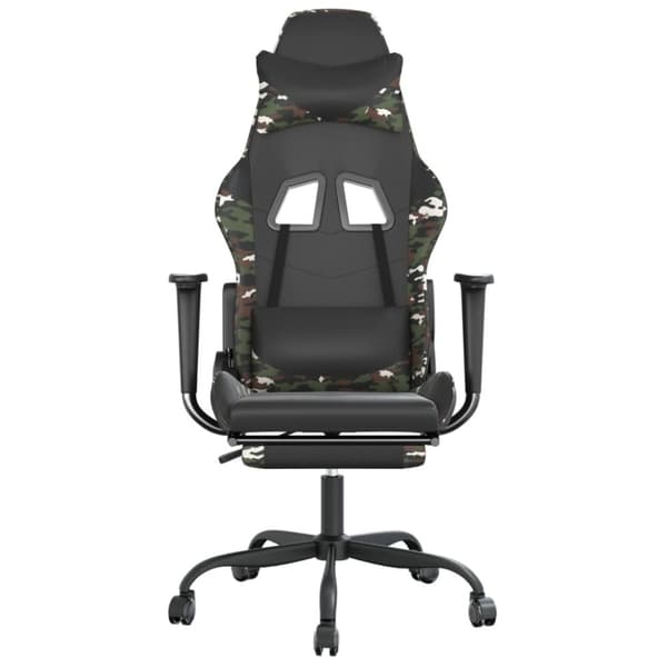 vidaXL Gamingstol med fotstöd svart och kamouflage konstläder