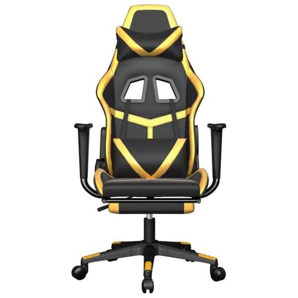 vidaXL Gamingstol med fotstöd svart och guld konstläder
