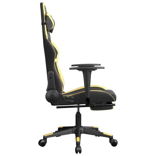 vidaXL Gamingstol med fotstöd svart och guld konstläder
