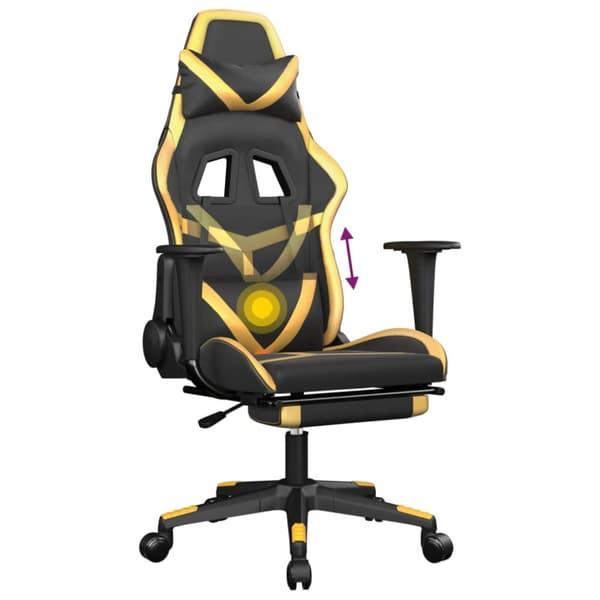 vidaXL Gamingstol med fotstöd svart och guld konstläder