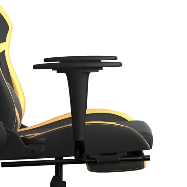 vidaXL Gamingstol med fotstöd svart och guld konstläder