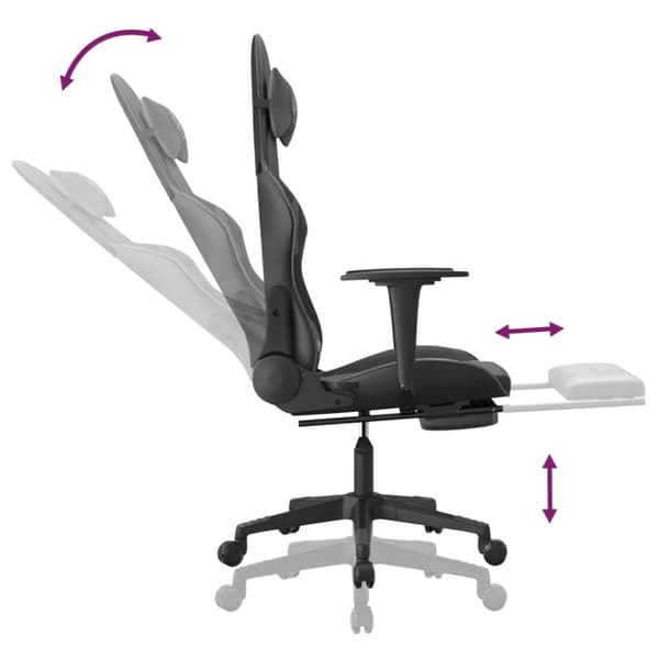 vidaXL Gamingstol med fotstöd svart och grå konstläder