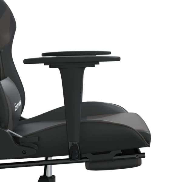 vidaXL Gamingstol med fotstöd svart och grå konstläder