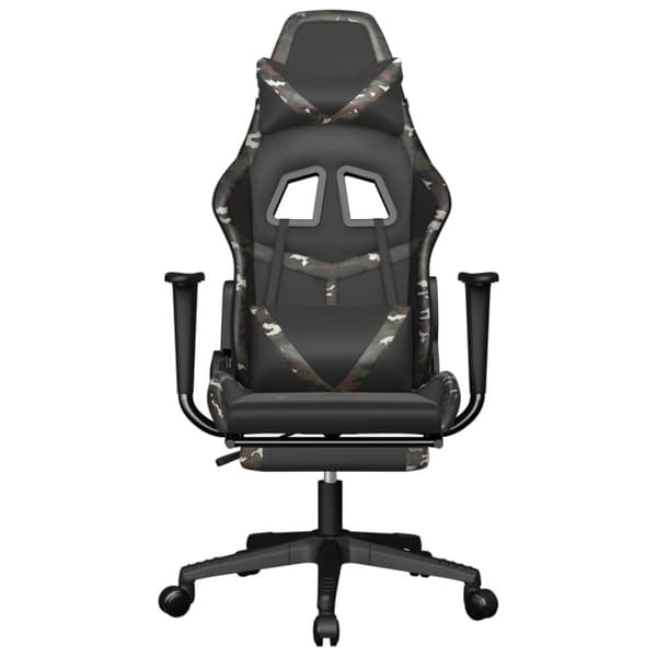vidaXL Gamingstol med fotstöd svart och kamouflage konstläder