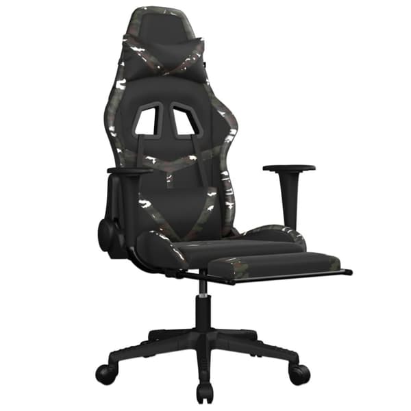 vidaXL Gamingstol med fotstöd svart och kamouflage konstläder