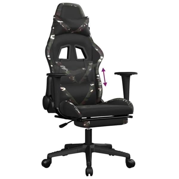 vidaXL Gamingstol med fotstöd svart och kamouflage konstläder