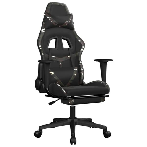vidaXL Gamingstol med fotstöd svart och kamouflage konstläder