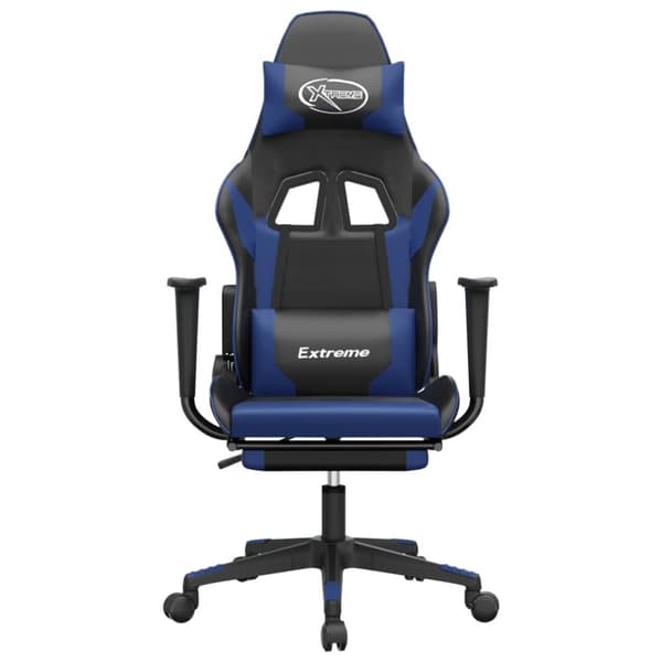 vidaXL Gamingstol med fotstöd svart och blå konstläder