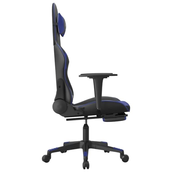vidaXL Gamingstol med fotstöd svart och blå konstläder