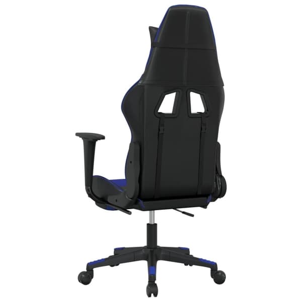 vidaXL Gamingstol med fotstöd svart och blå konstläder