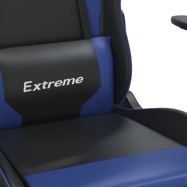 vidaXL Gamingstol med fotstöd svart och blå konstläder