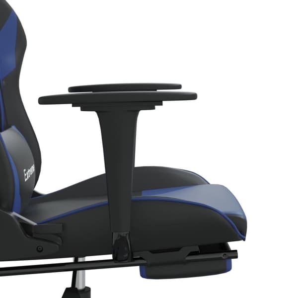 vidaXL Gamingstol med fotstöd svart och blå konstläder