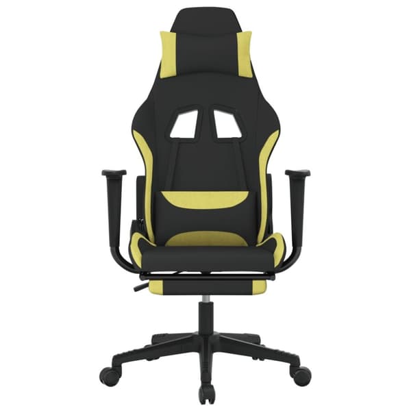 vidaXL Gamingstol med fotstöd svart och ljusgrön tyg