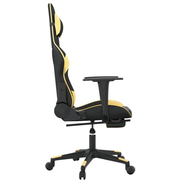 vidaXL Gamingstol med fotstöd svart och guld konstläder