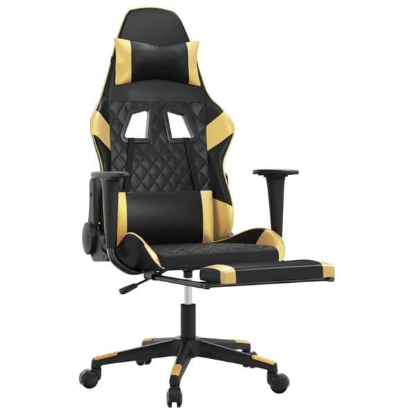 vidaXL Gamingstol med fotstöd svart och guld konstläder