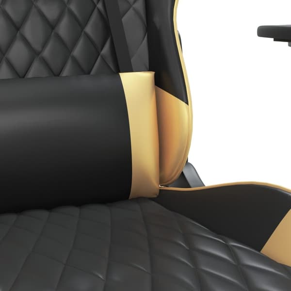 vidaXL Gamingstol med fotstöd svart och guld konstläder
