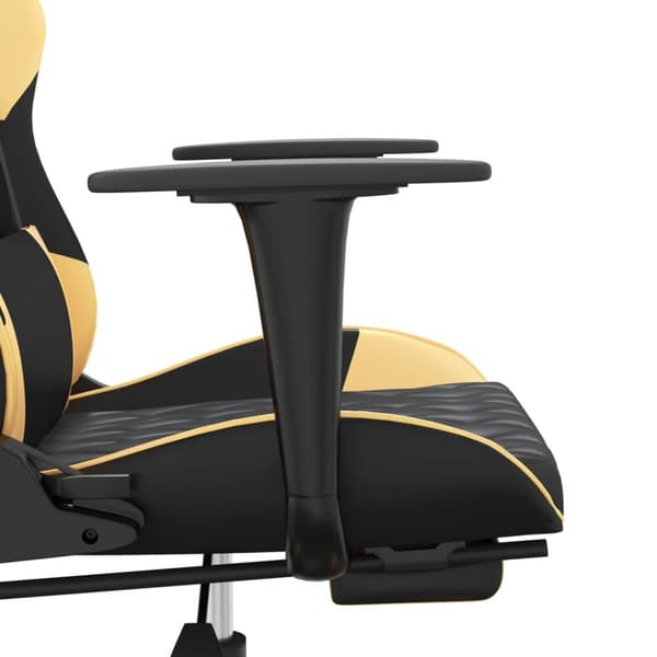 vidaXL Gamingstol med fotstöd svart och guld konstläder