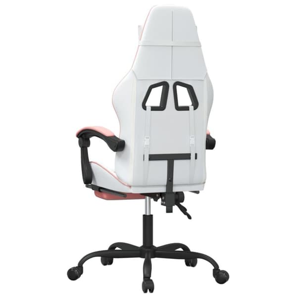 vidaXL Gamingstol med fotstöd vit och rosa konstläder