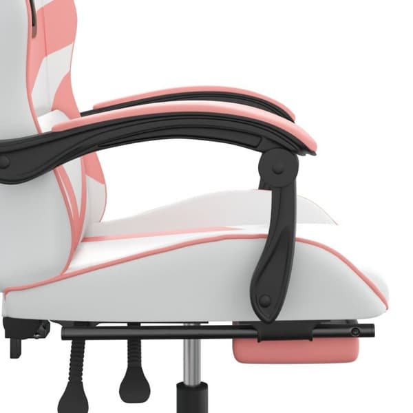 vidaXL Gamingstol med fotstöd vit och rosa konstläder