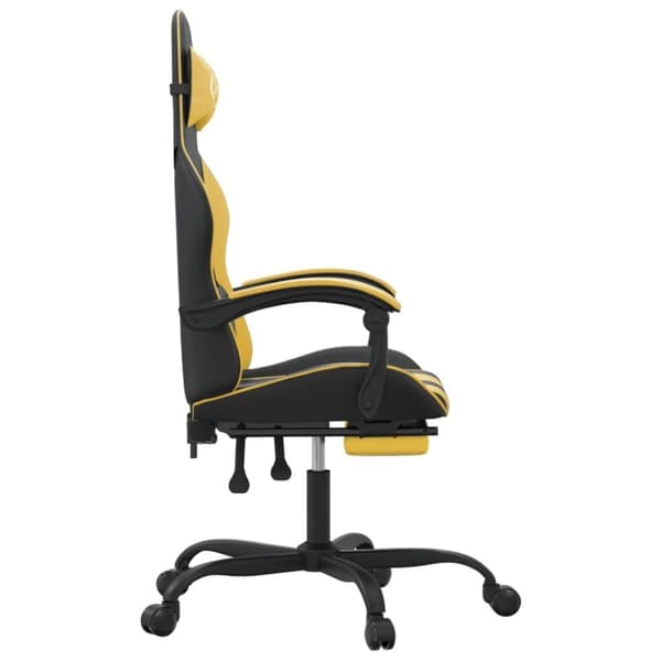 vidaXL Gamingstol med fotstöd svart och guld konstläder