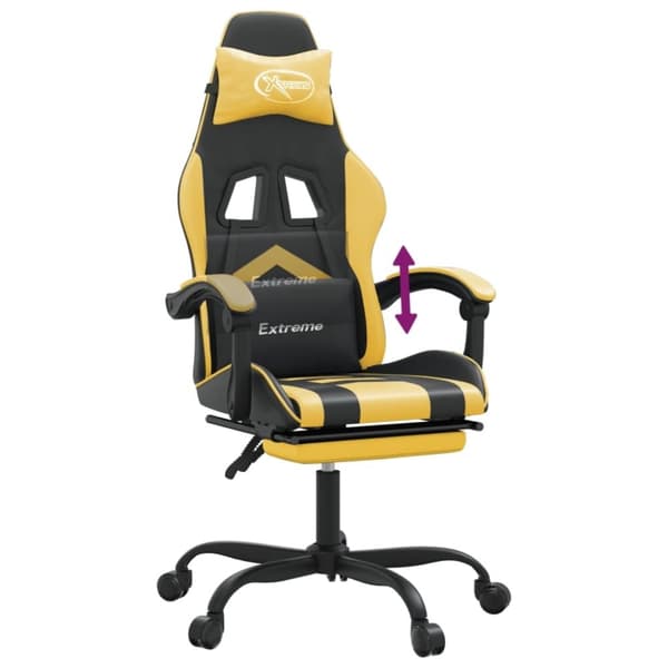 vidaXL Gamingstol med fotstöd svart och guld konstläder