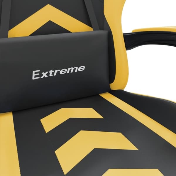 vidaXL Gamingstol med fotstöd svart och guld konstläder