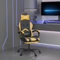 Miniatyrbild 1 av 11: vidaXL Gamingstol med fotstöd svart och guld konstläder