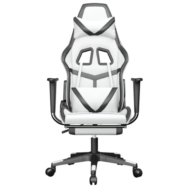 vidaXL Gamingstol med fotstöd vit och svart konstläder