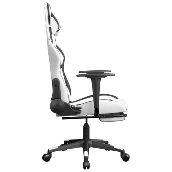 vidaXL Gamingstol med fotstöd vit och svart konstläder