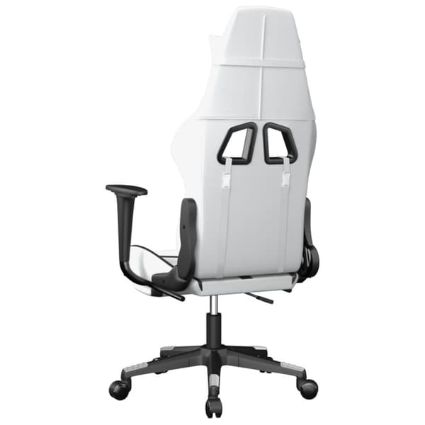 vidaXL Gamingstol med fotstöd vit och svart konstläder