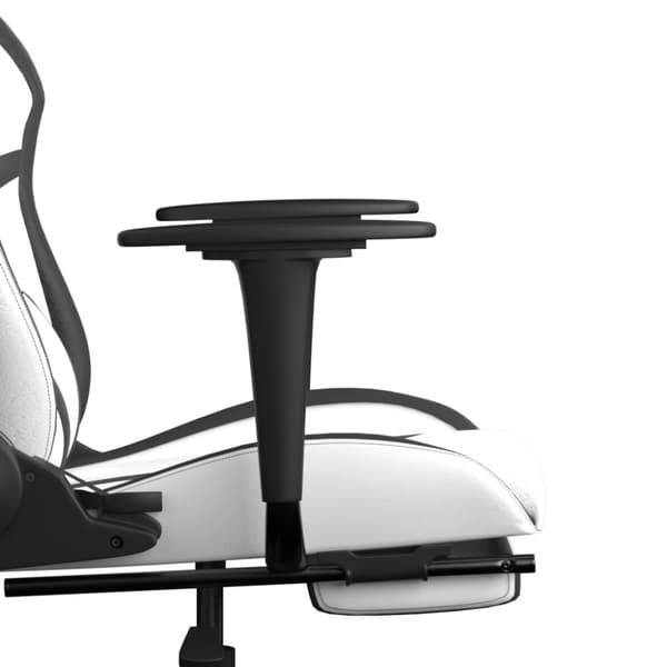 vidaXL Gamingstol med fotstöd vit och svart konstläder