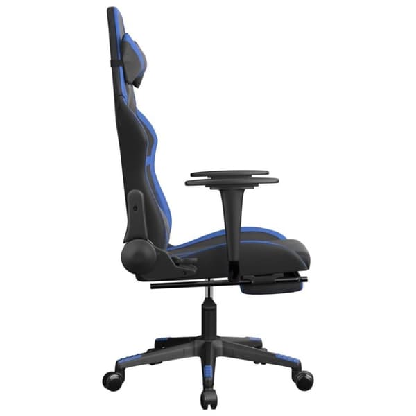 vidaXL Gamingstol med massage och fotstöd svart och blå konstläder