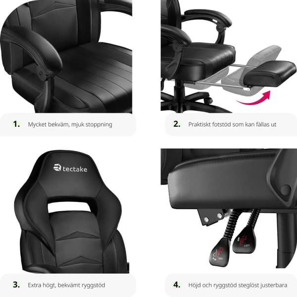 Gamingstol Comodo - svart/svart