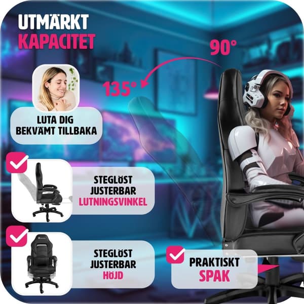 Gamingstol Comodo - svart/svart