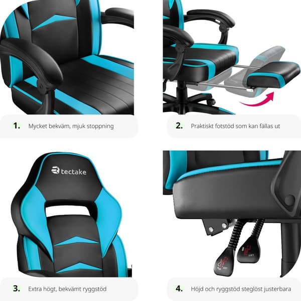 Gamingstol Comodo - svart/azurblå