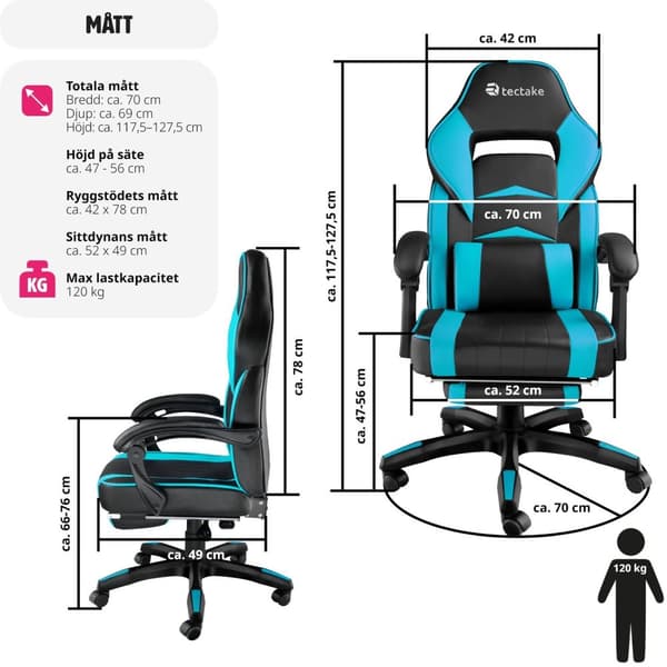 Gamingstol Comodo - svart/azurblå